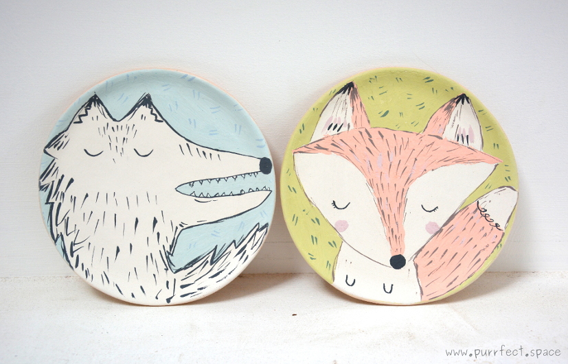 Hand painted animal plates